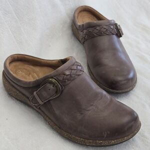 Aetrex Libby Women Mules Sz 9 Clogs Brown Braided Leather Comfort Boho Modest‎